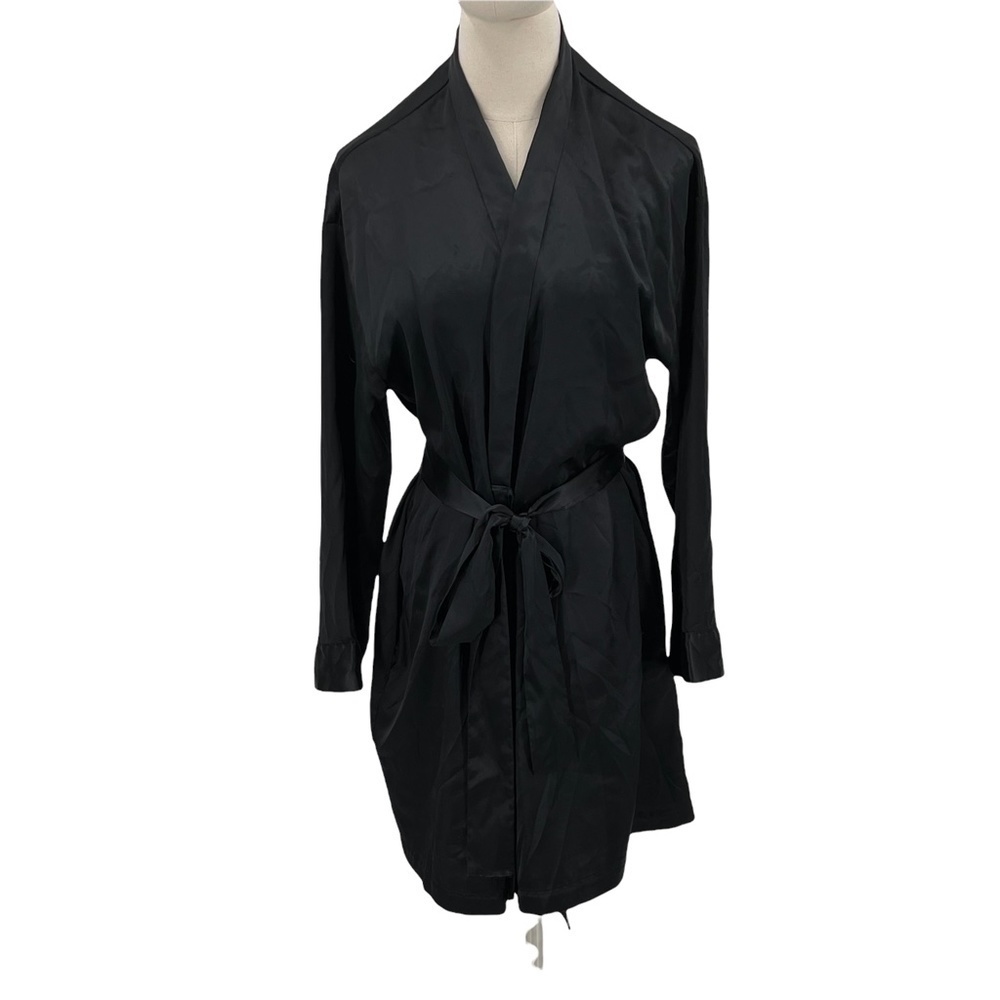 Victoria's Secret Black Front Tie Robe One Size Women’s